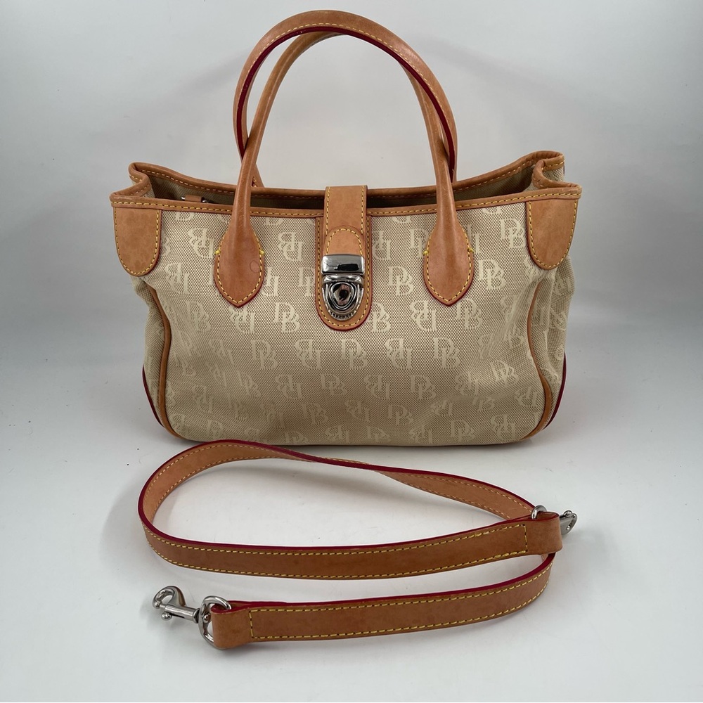 Dooney & Bourke Classic Monogram Jacquard Tweed LeatherShoulder Bag w Long Strap